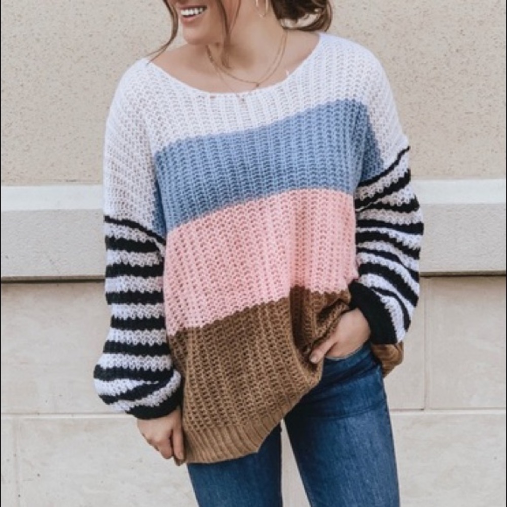 SHEIN Color Block Loose Knit Oversized Sweater‎